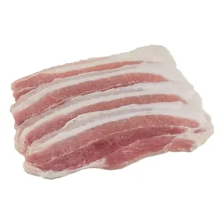 หมูสามชั้นสดสไลด์ของหมูสมบูรณ์
